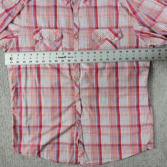 INC International Concepts Western Shirt Men's L Red Plaid Pearl‎ Snap Rodeo - Picture 7 of 8